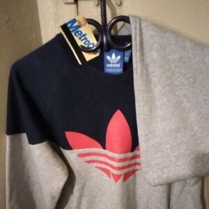 Adidas Gray and Black Sweatshirt with Red Emblem